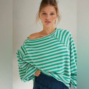 Free People FP Movement She’s Everything Green Striped Raglan Long Sleeve